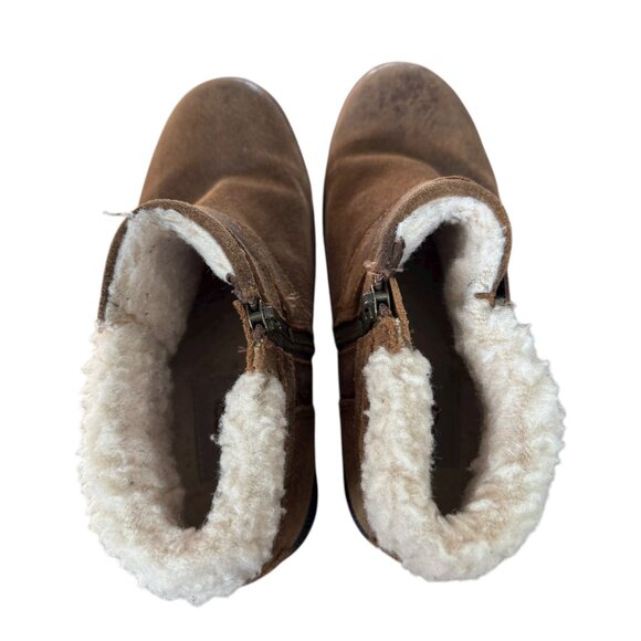 UGG Benson II waterproof ankle boot in brown leather buckle strap curly wool 6.5 - Picture 6 of 13